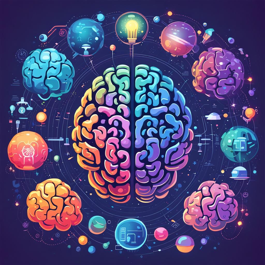 AI Communication Tools Encircling a Radiant Brain