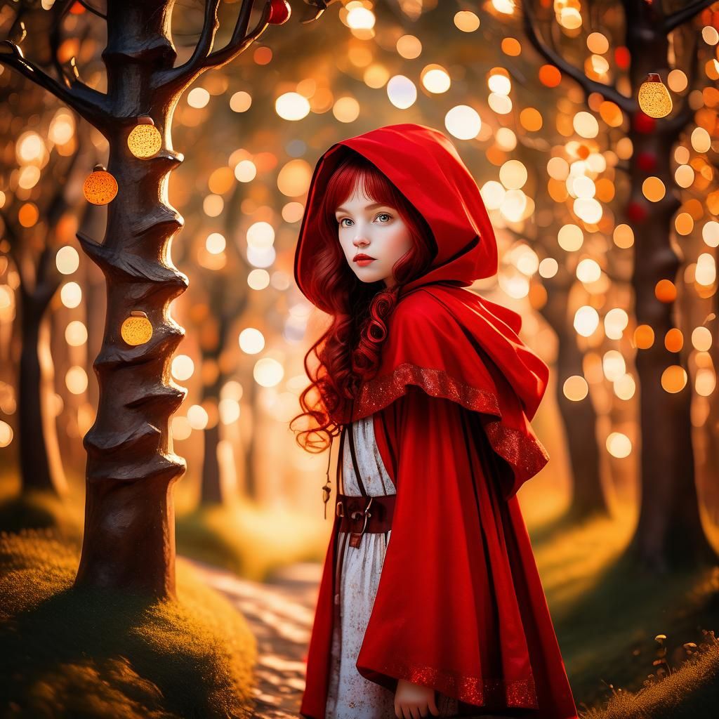 Little Red Riding Hood in Golden Art Nouveau Style