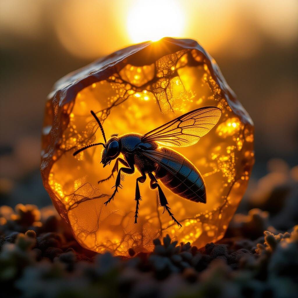 Prehistoric Insect Fossil Preserved in Amber