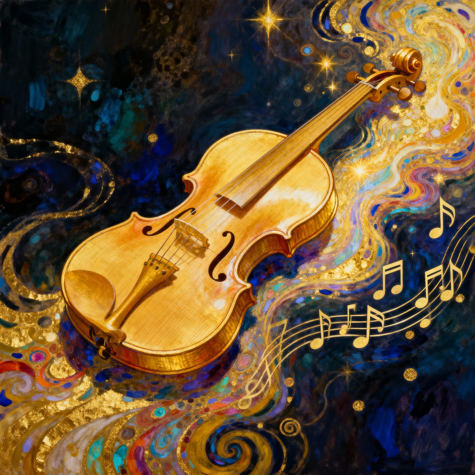 Golden Violin Music Symphony and Light Creation