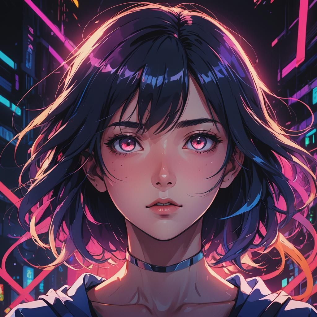 Vibrant Anime Portrait of Girl in Subconscious