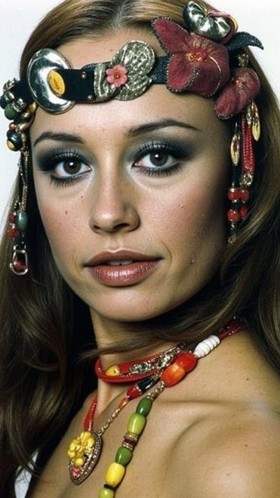 Hippy Woman with Flower in Hair