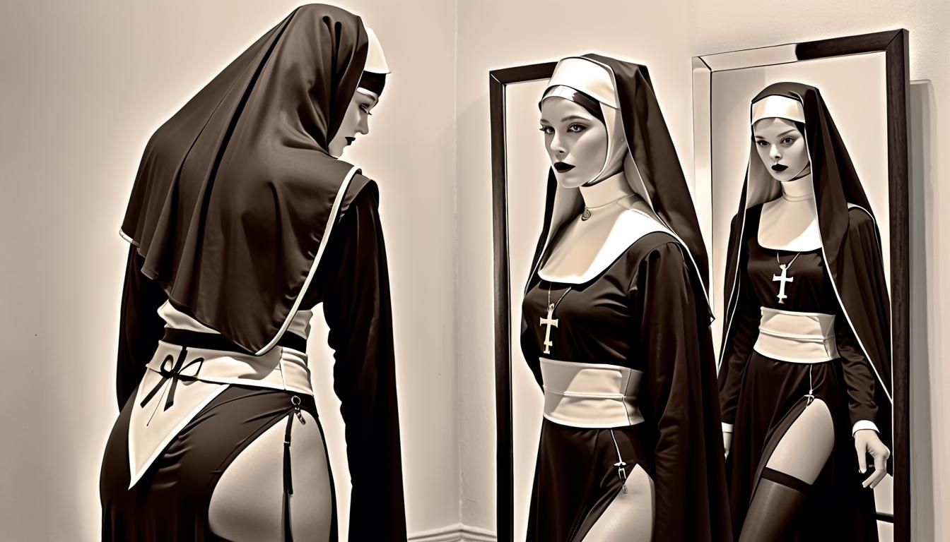 Nun in Skimpy Dress: Hyperrealistic Comic Art