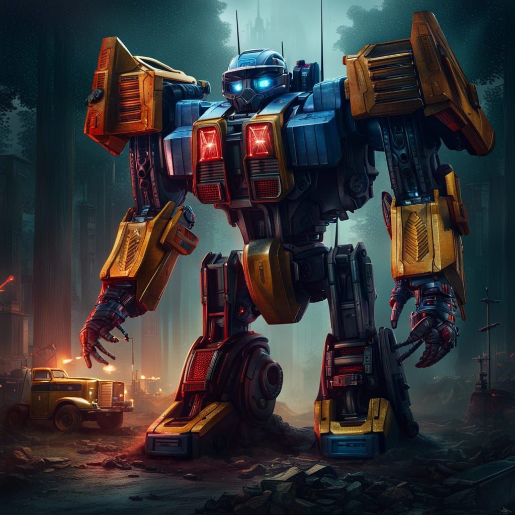 Stranger Things Autobot Transformer, Photorealistic Masterpi...