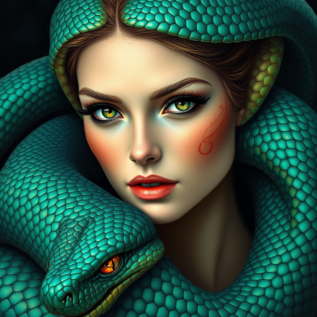 Ethereal Cobra Goddess in Vibrant, Ancient Egyptian-Inspired...