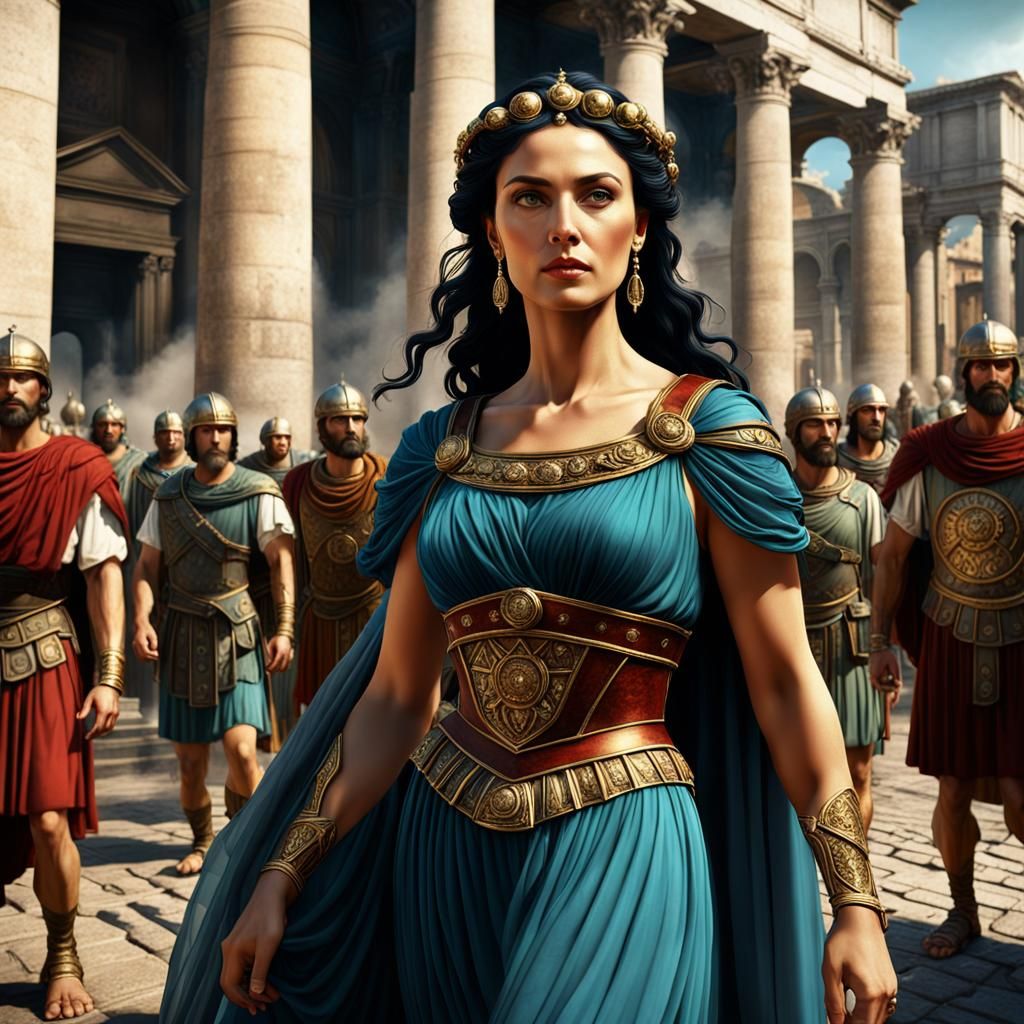 Beautiful Roman Woman in Classical Dress, Matte Painting