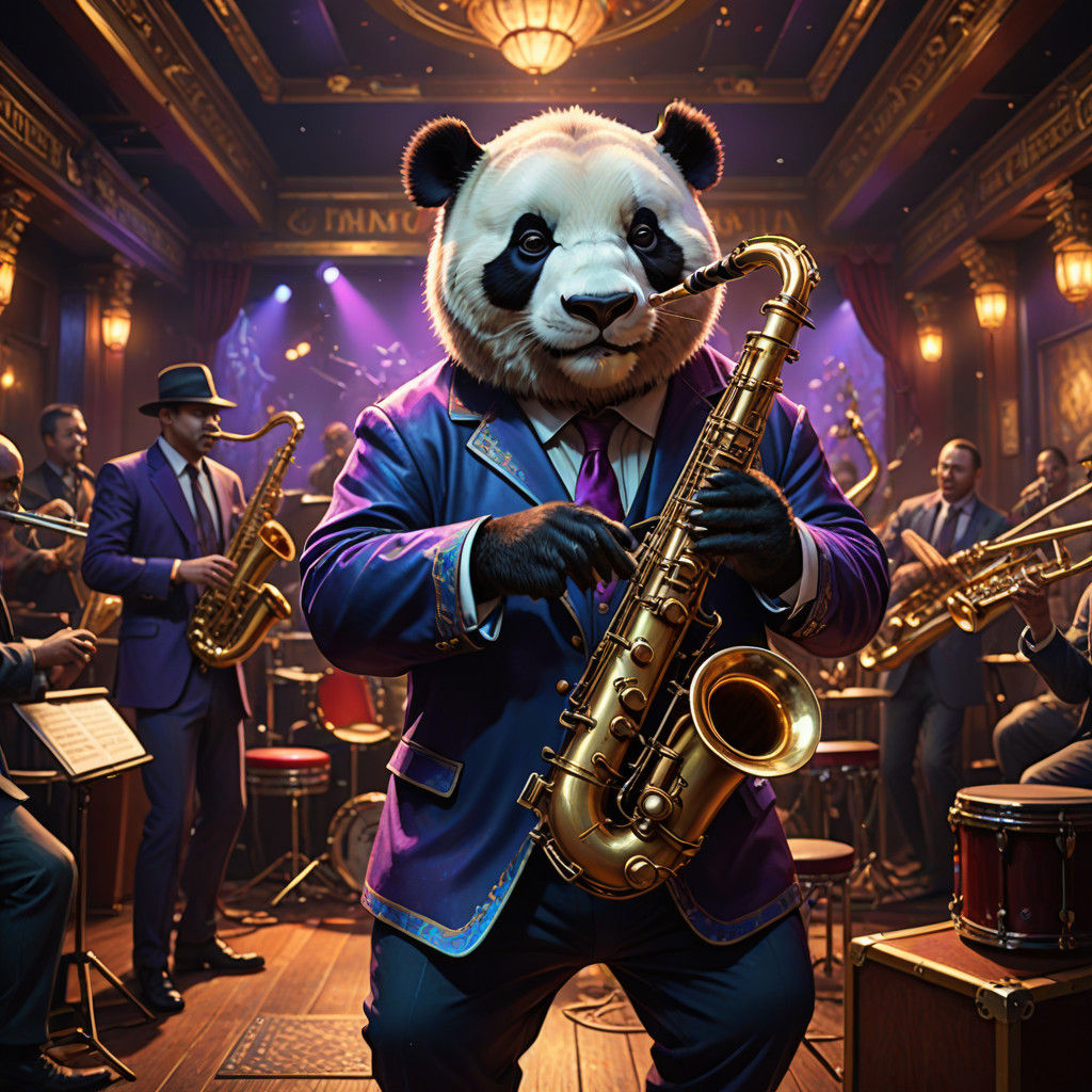 Surreal Jazz Concert in a Vibrant Fantasy Club