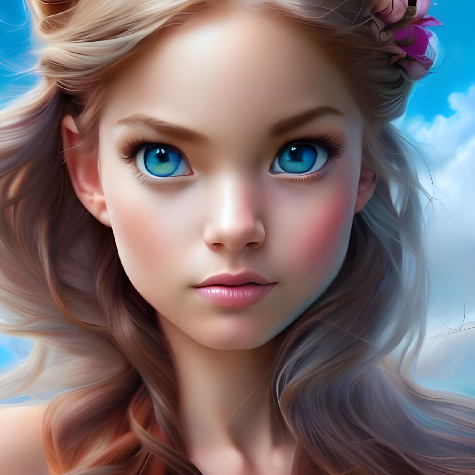 Disney Princess Portrait in Hyperrealistic Style