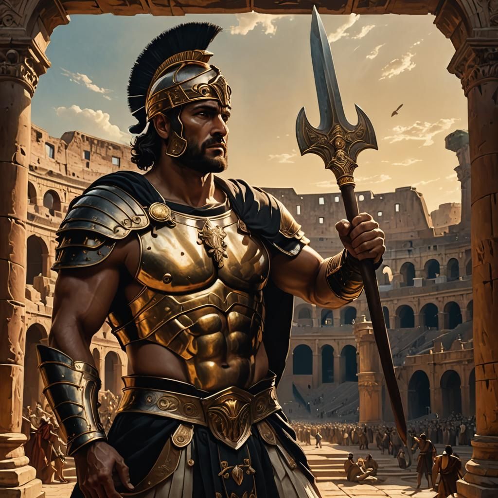 Retiarius Gladiator in Colosseum: Caravaggio Style