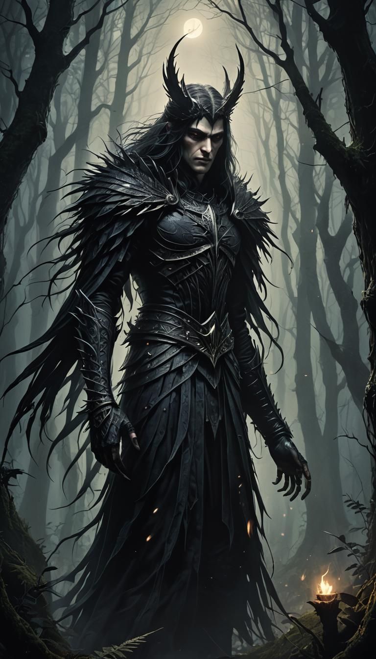 Crocodile-Porcupine Hybrid in Dark Forest, Gothic Art