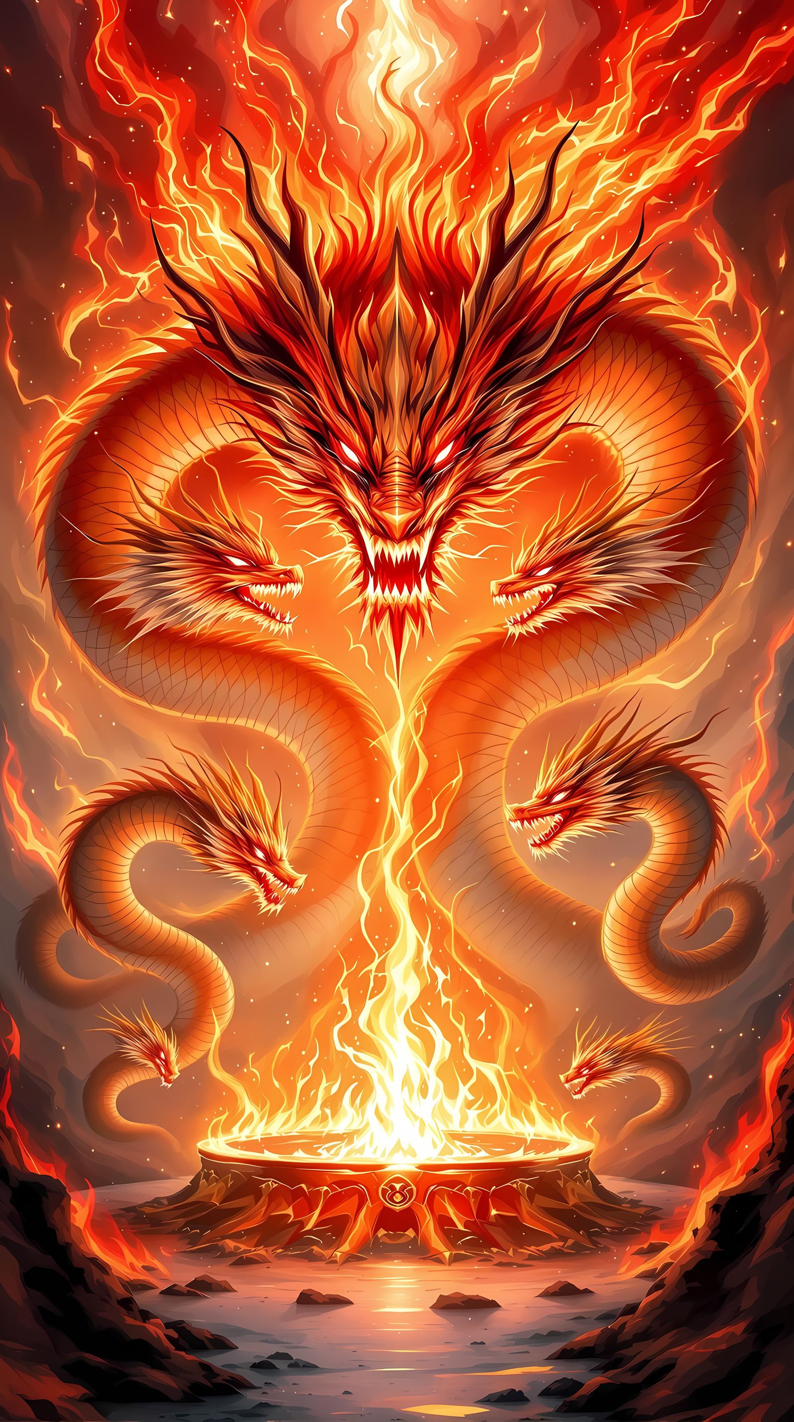 Majestic Dragon Dominates Fiery Realm in High Fantasy Art