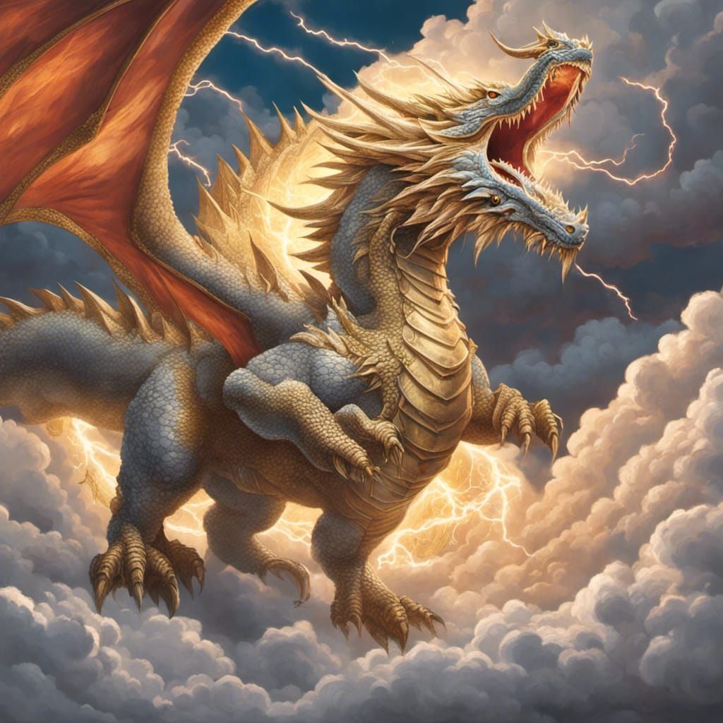 Majestic Cloud Dragon in an Intricate Style