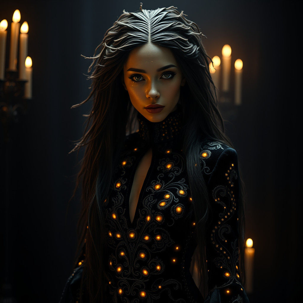 Mystical Wax Woman with Shredded Hair in 8K