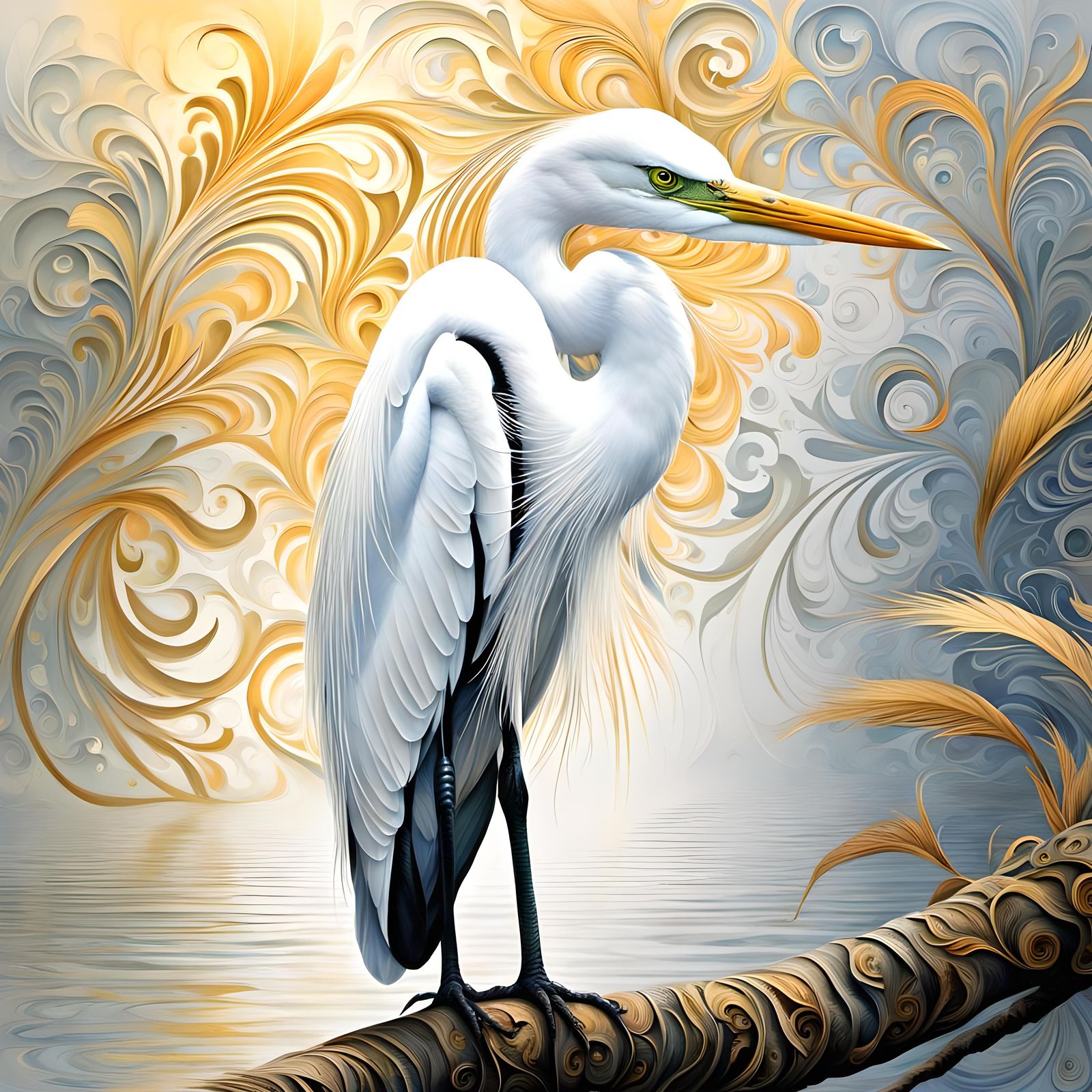 Zentangle Great White Egret