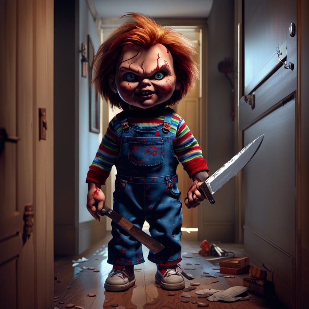 Hyperdetailed Chucky Doll in Dark Fantasy Style