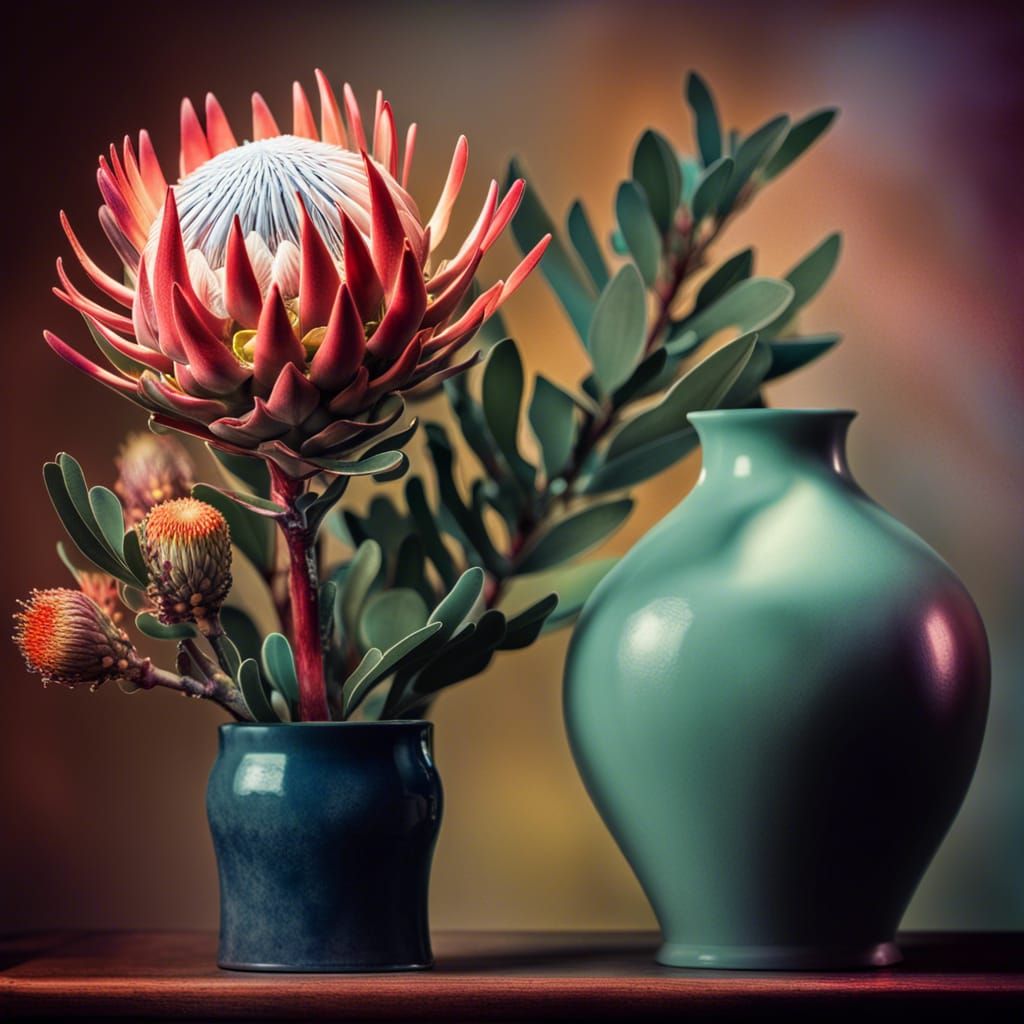 Protea and wild flower