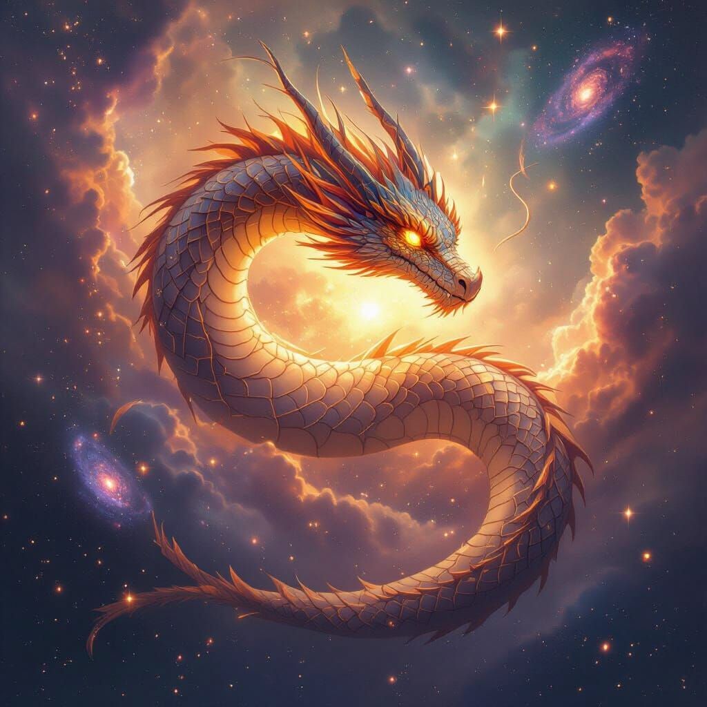 Celestial Dragon Wrapped in Holographic Galaxies