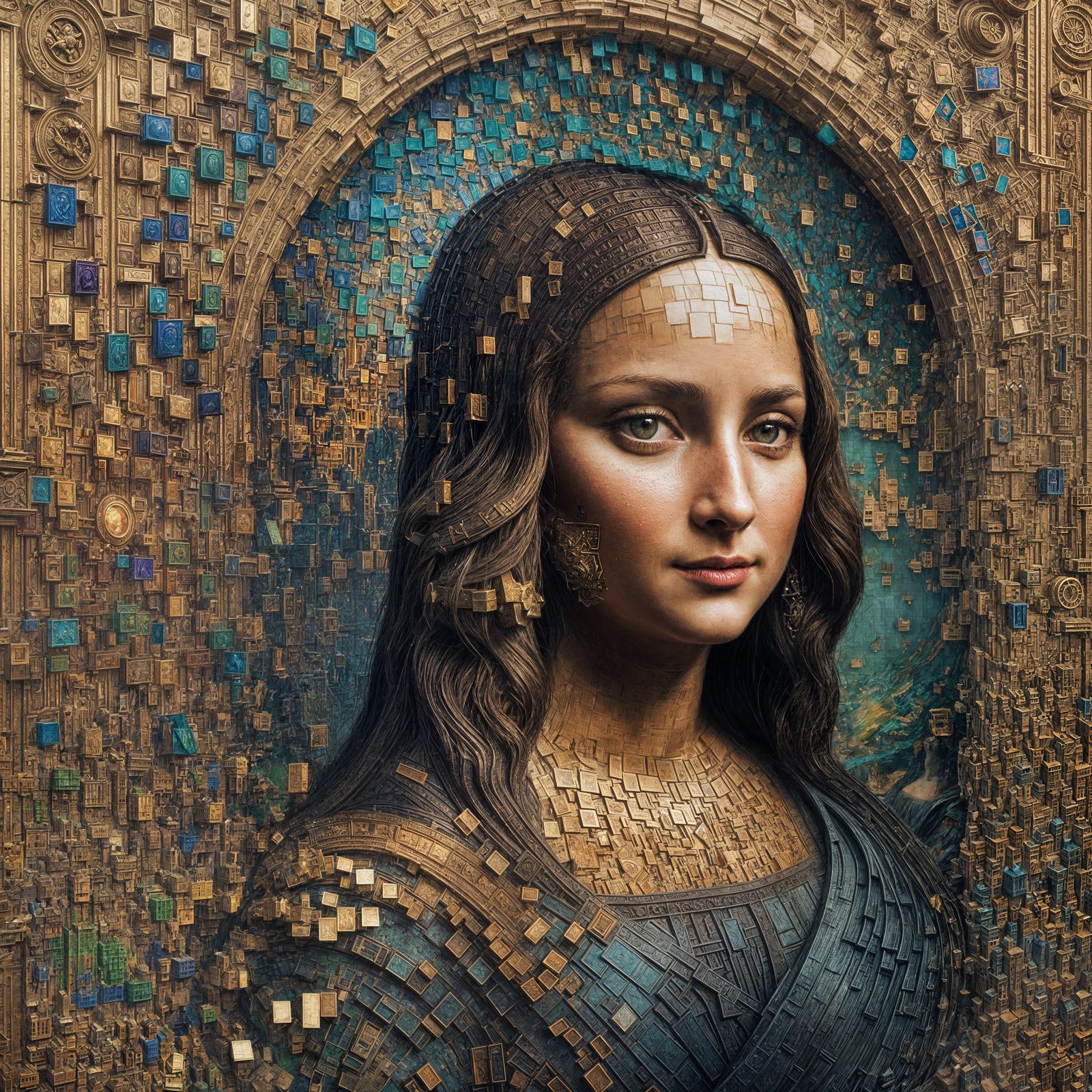 Pixelated Mona Lisa: Detailed Digital Matte Painting