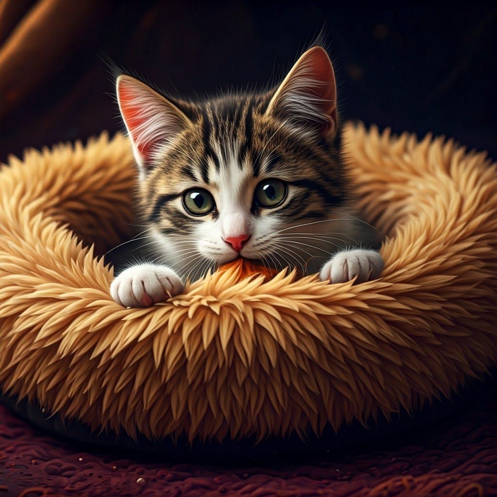 Kitten Comfort: A Detailed Matte Painting