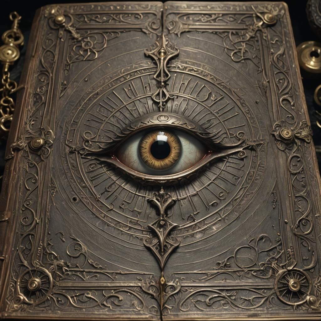 Eerie Necronomicon: Malevolent Eye on Altar