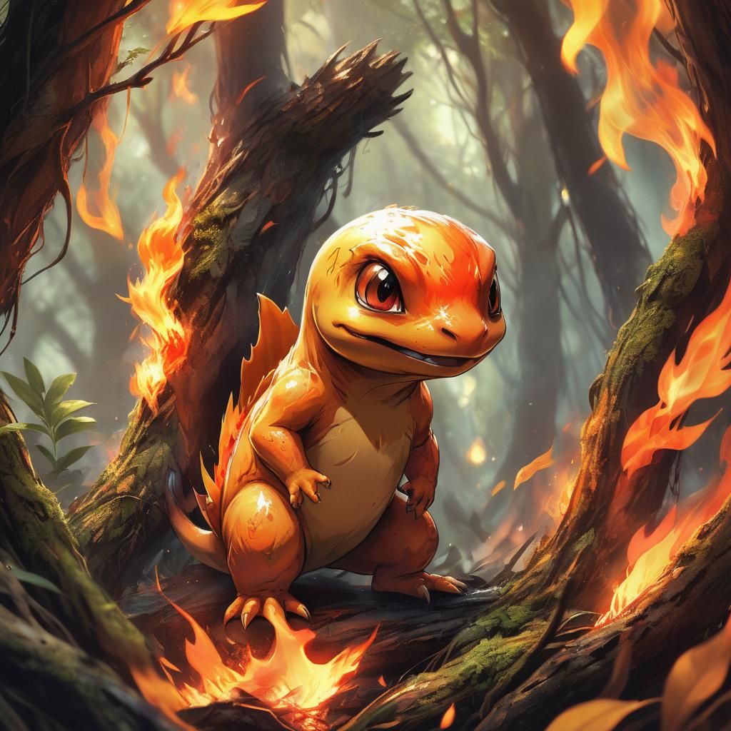 Charmander in Forest Concept Art