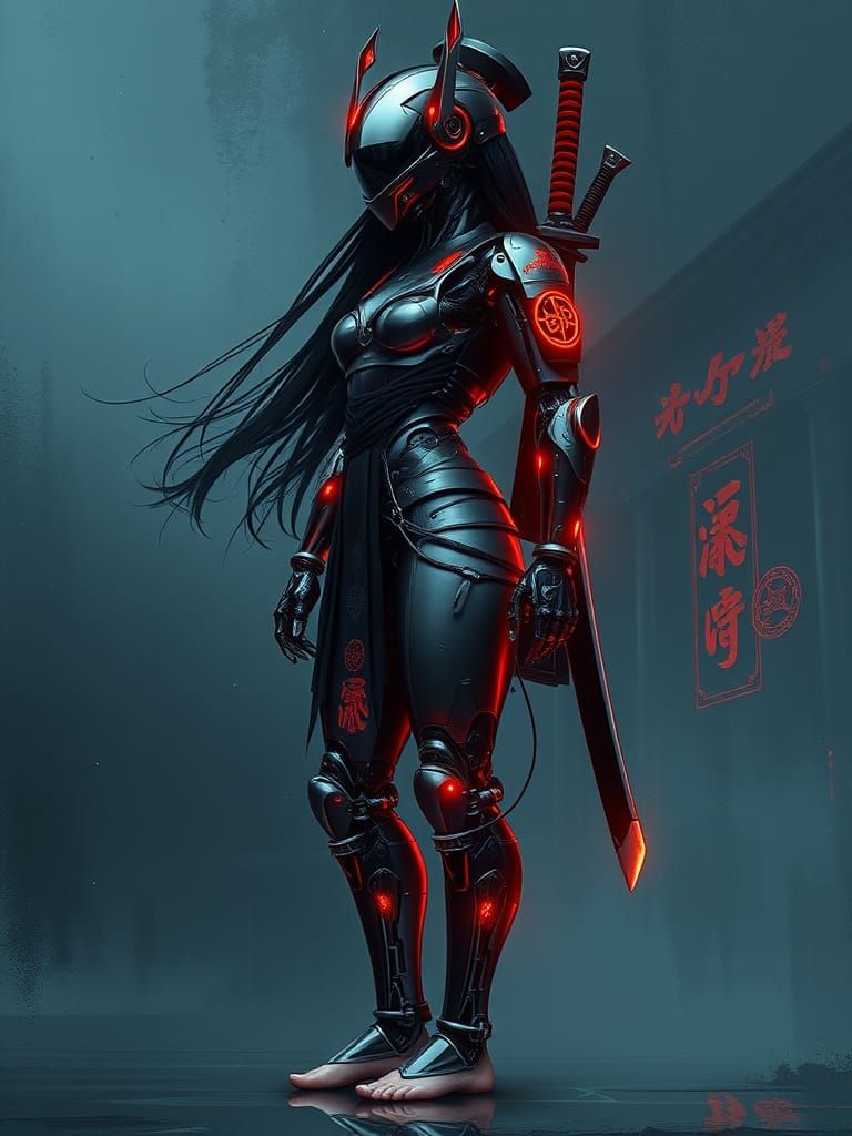 female cyber samurai