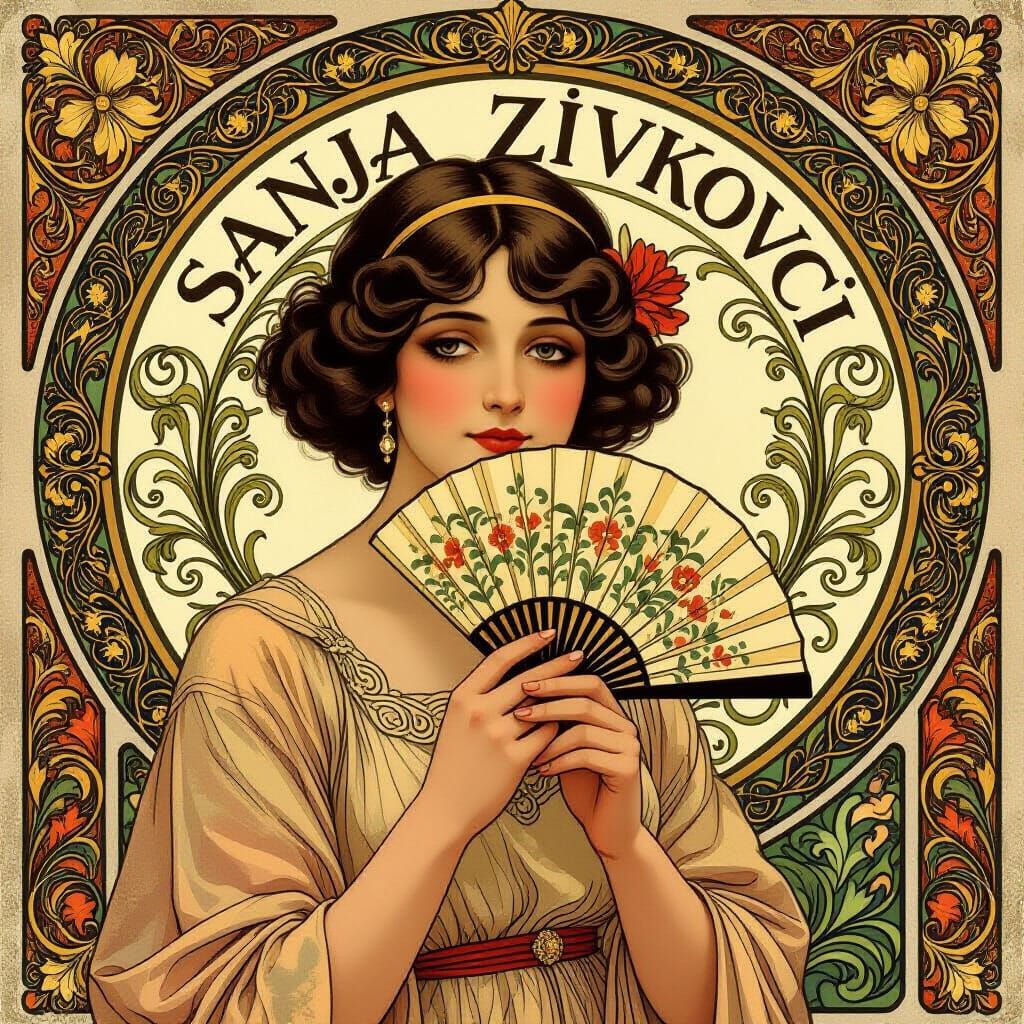 Art Nouveau Portrait of Mysterious Woman with Hidden Identit...