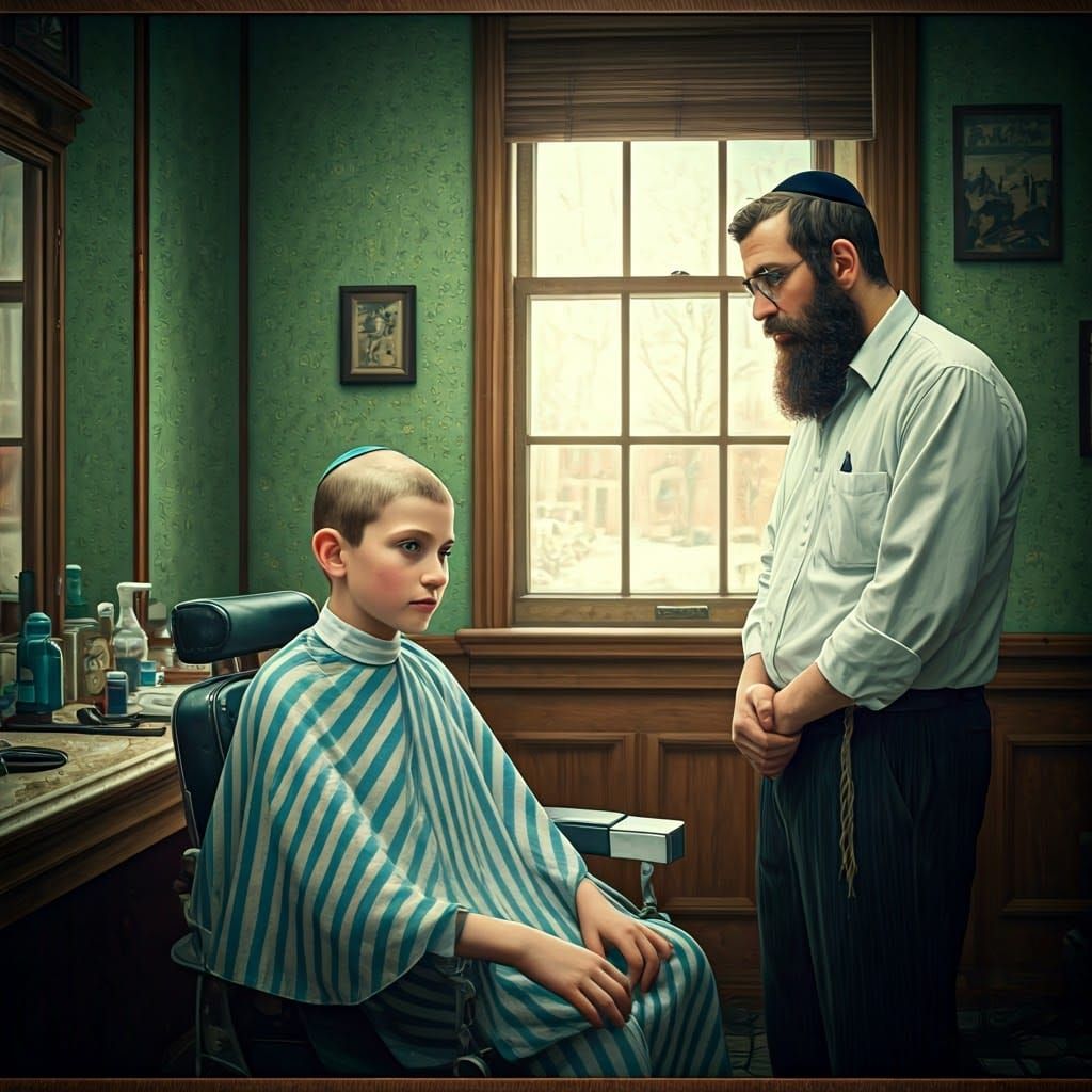A Young Yeshiva Boy's Humorous Mishap in a Vintage Barbersho...