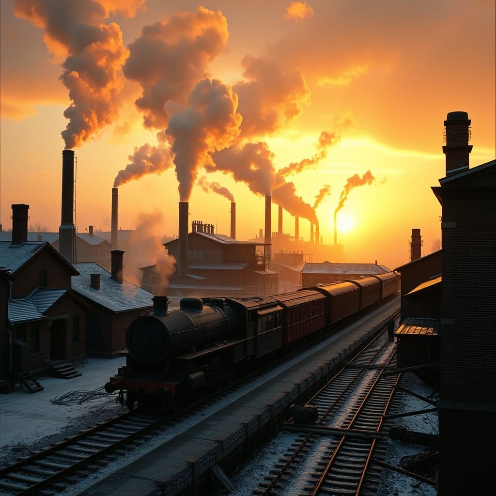 Edwardian Manufacturing District at Sunrise: Cinematic Indus...