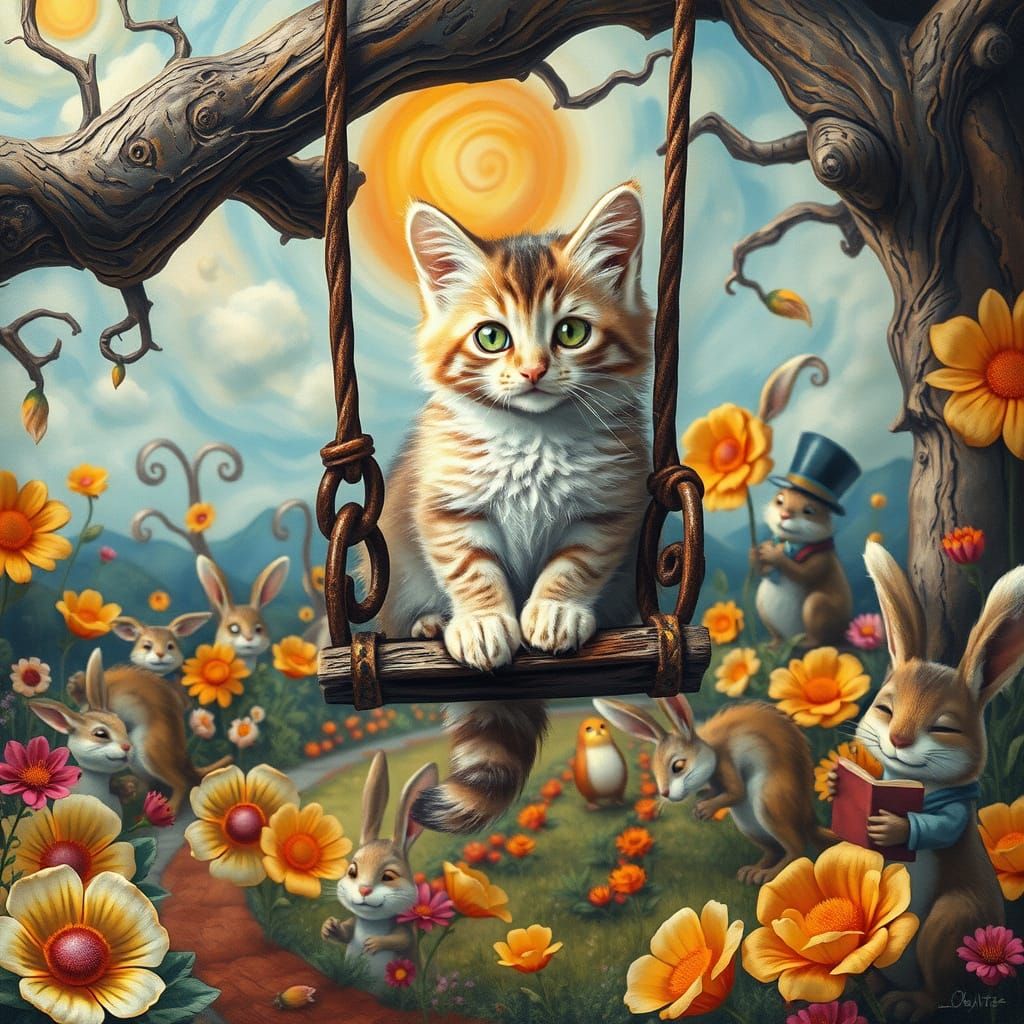 🥉kitten on a swing