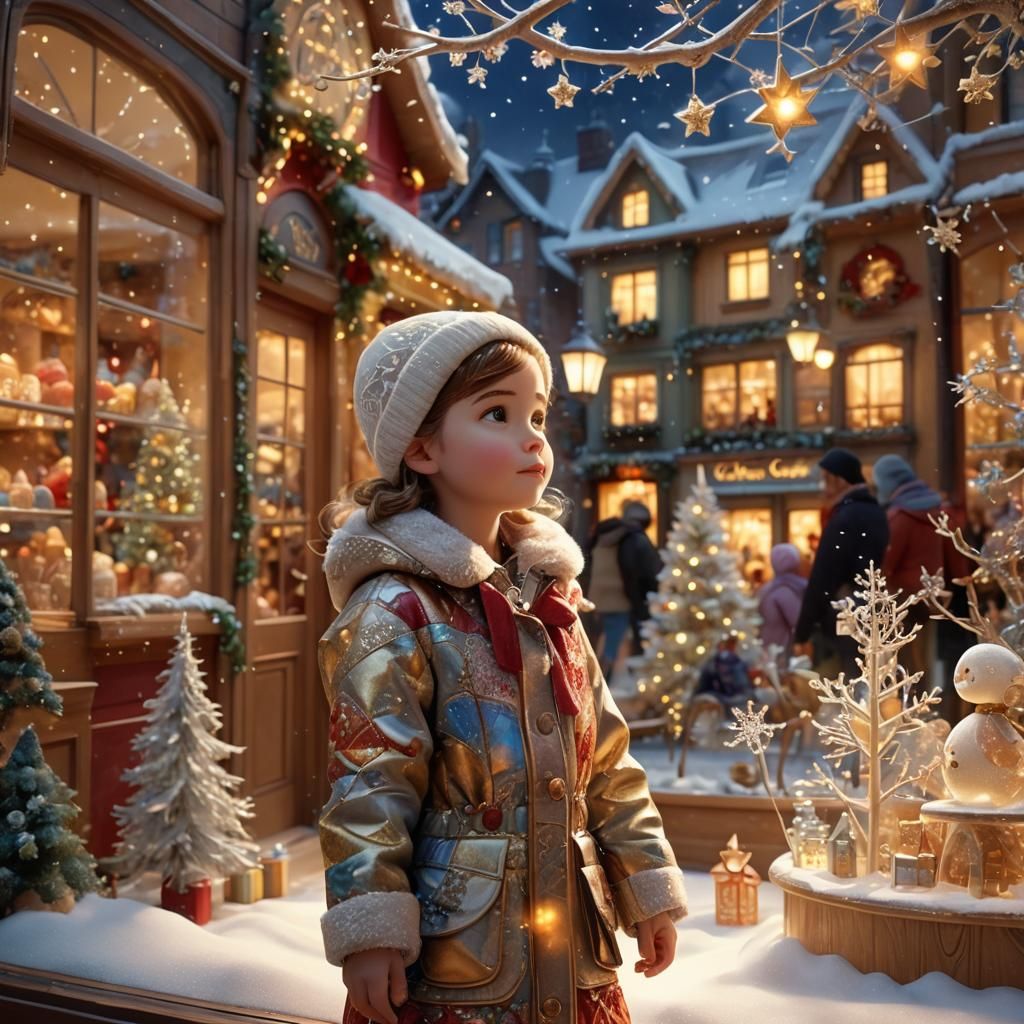 Pixar Baby Girl at Christmas Shop Window