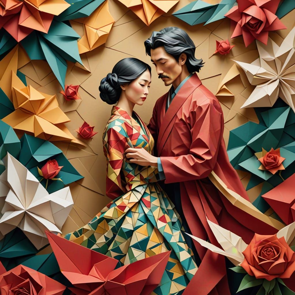 Origami Gentleman Presents Rose to Elegant Lady in Cinematic...