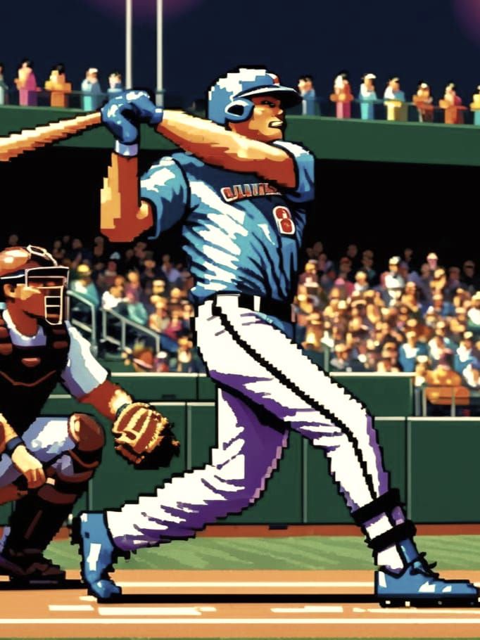 8-Bit Pixel Art Baseball Game Scene