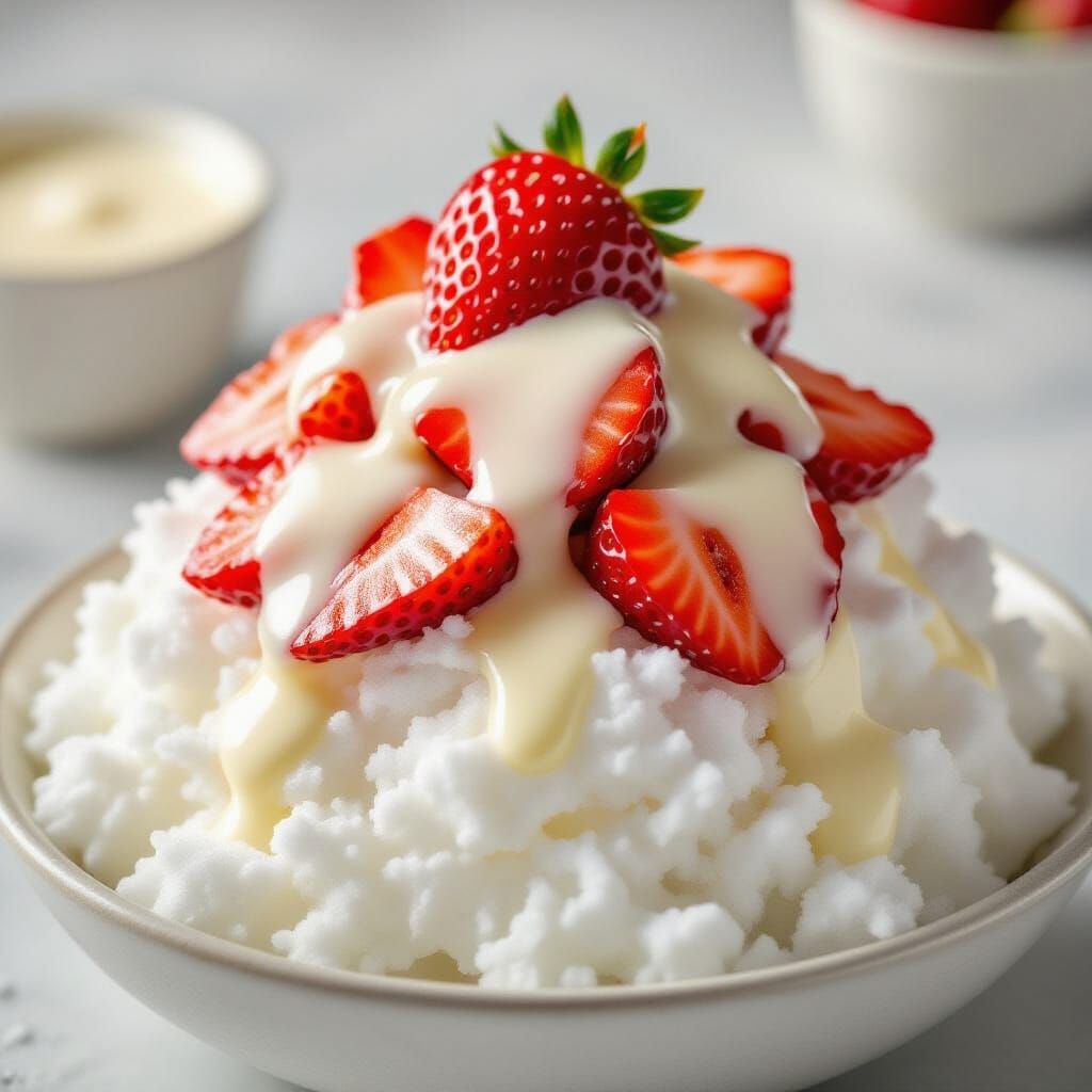 Strawberry Bingsu: Creamy Korean Dessert with Fresh Fruit
