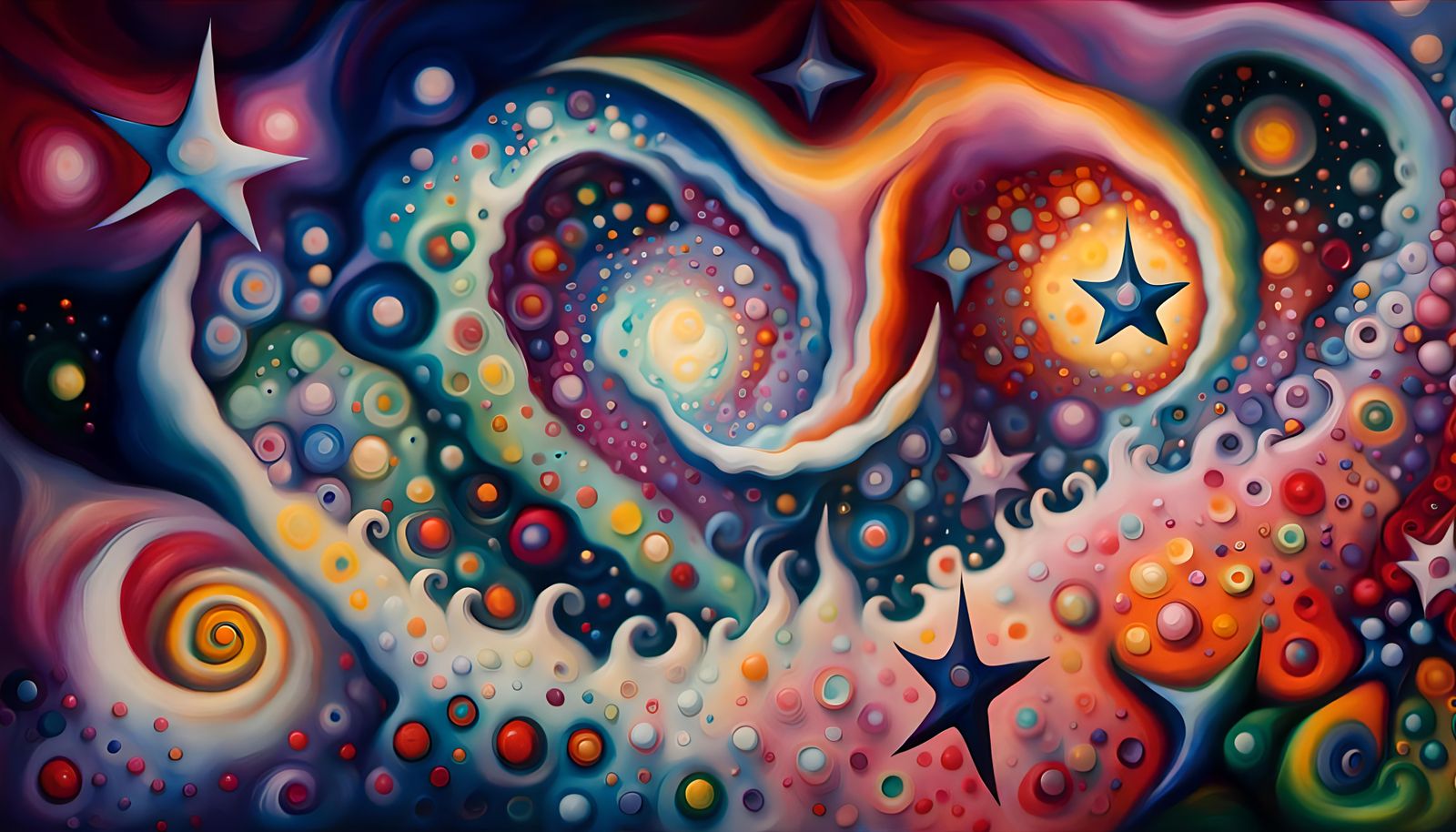 Iridescent Star Cluster Formation as Impasto Oil Painting