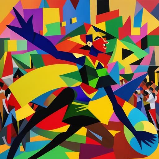 Cubist Dance Scene in Picasso Style