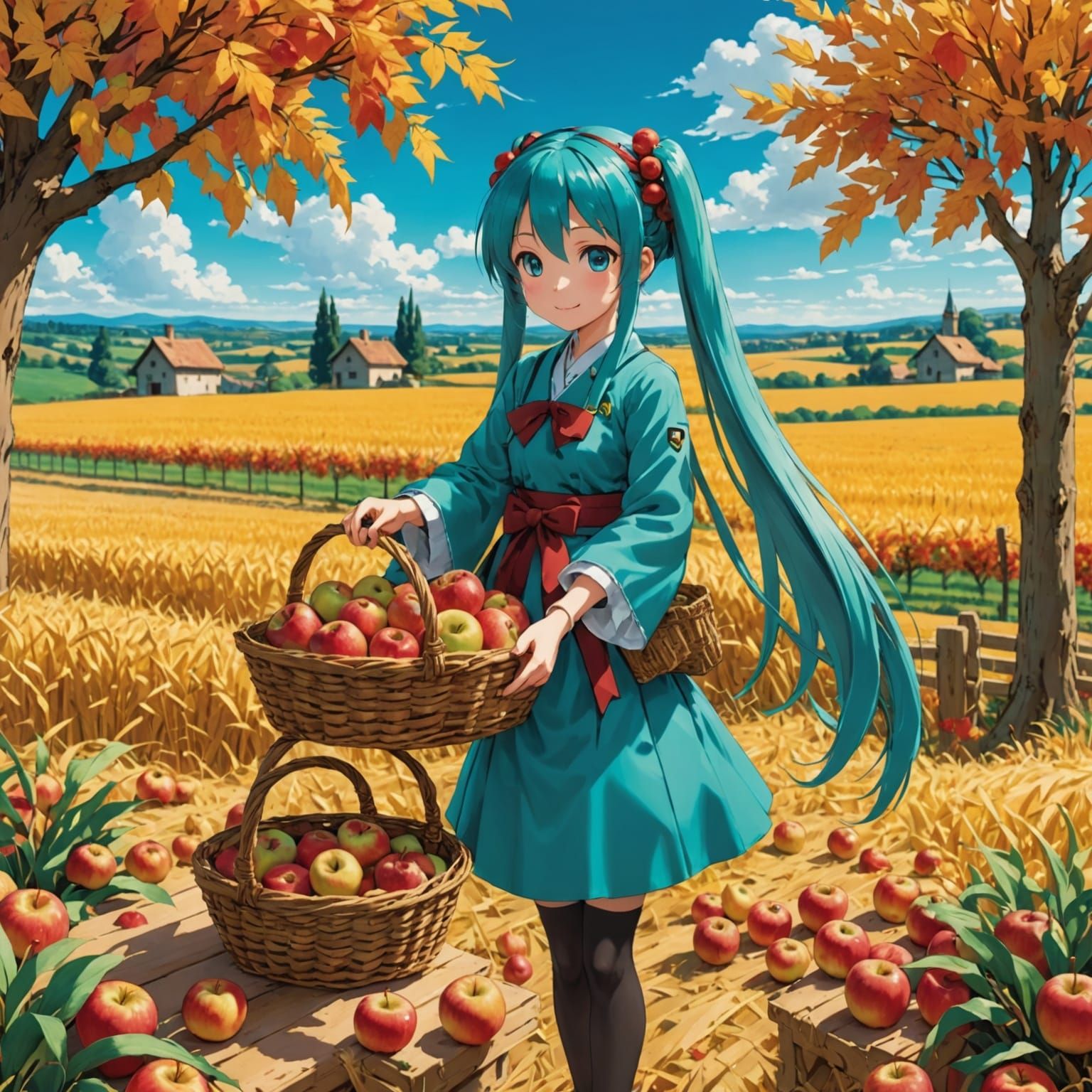 Hatsune Miku as Peasant at Autumn Harvest
