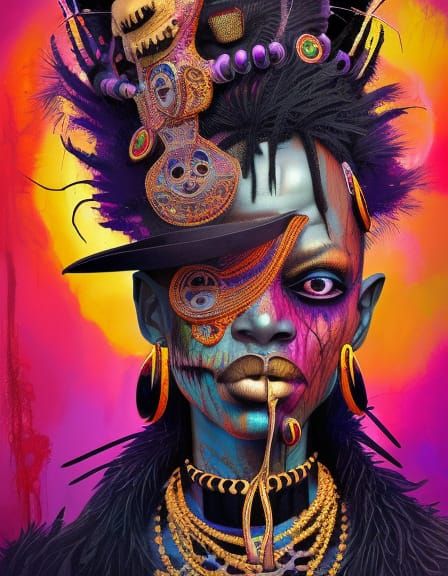 Scary Voodoo Shaman Portrait in Digital Art