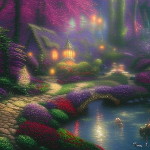 Ethereal Fairy World in Kinkade Style