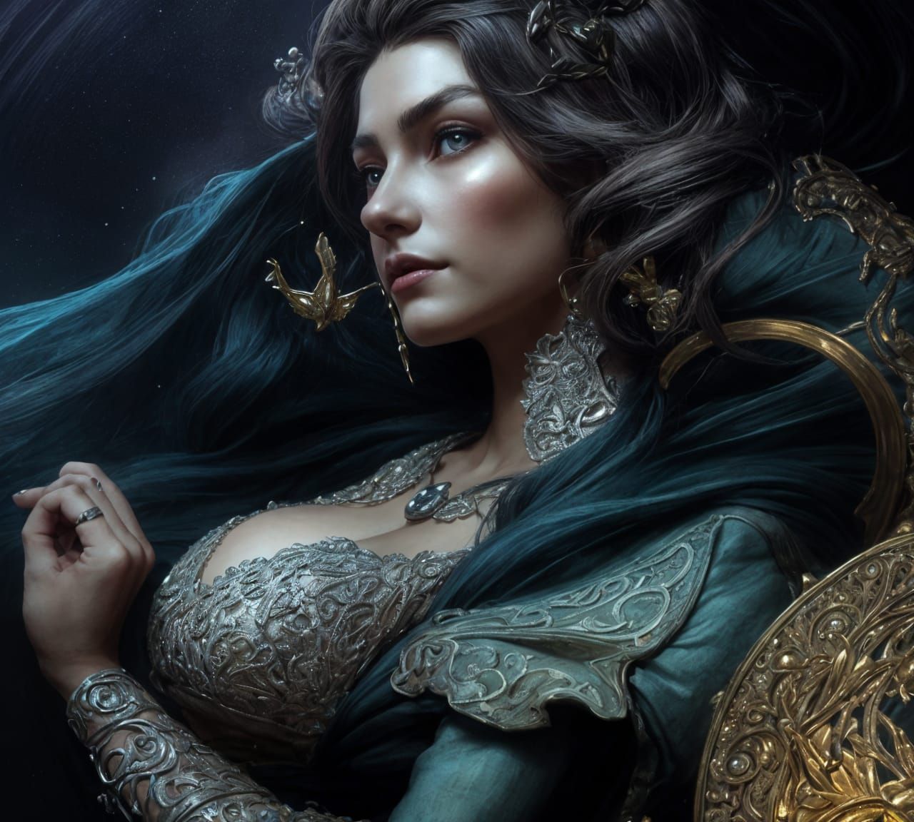 Elegant Portrait of Moiraine Damodred in Fantasy Style