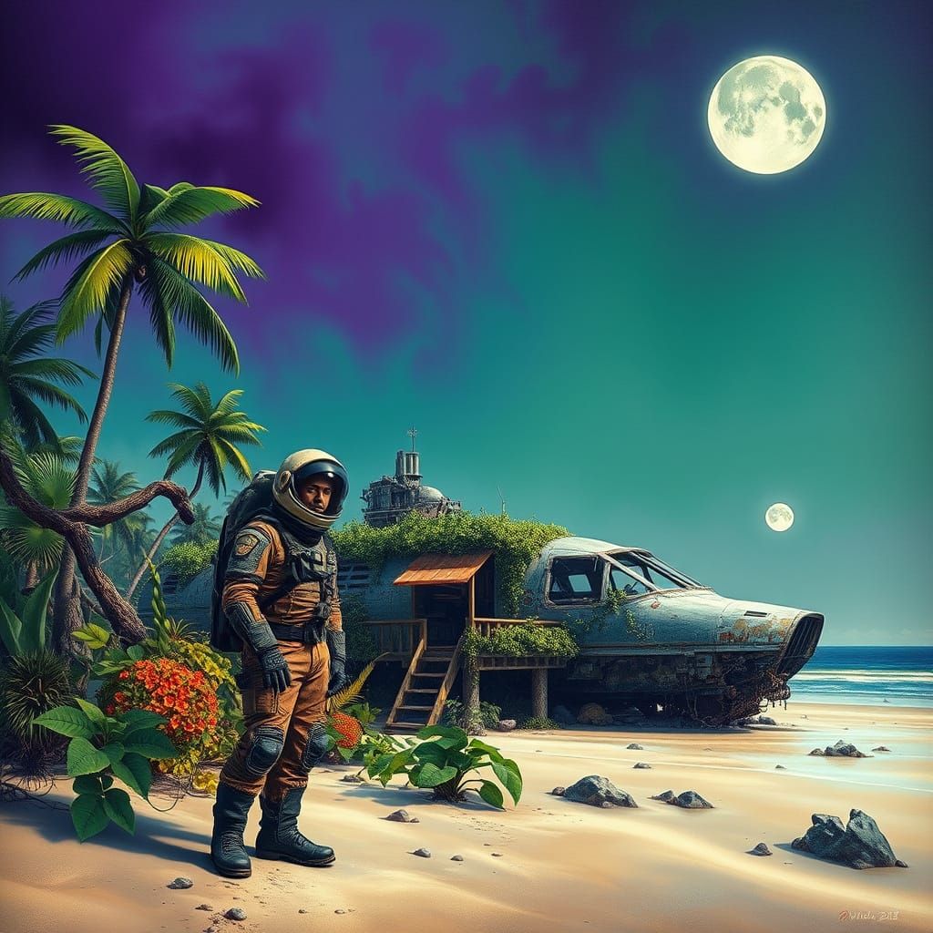 Robinson Crusoe Spaceship Shelter on Alien Beach