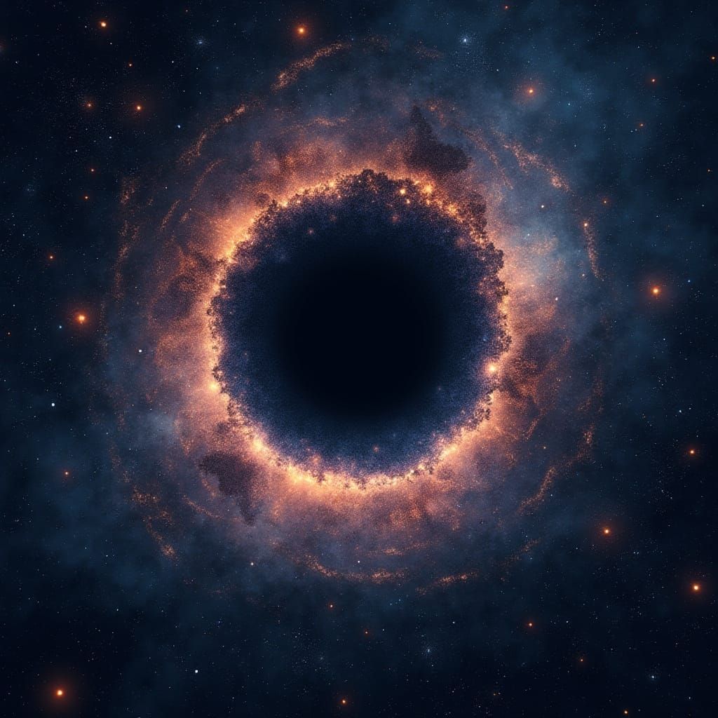 Black Hole Consuming Galaxy in Digital Painting