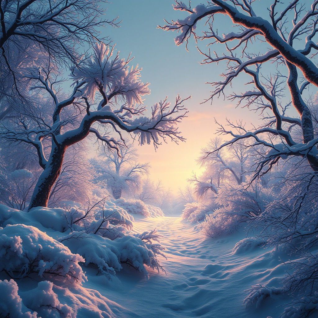 Fantastical Winter Wonderland in Vibrant Matte Painting