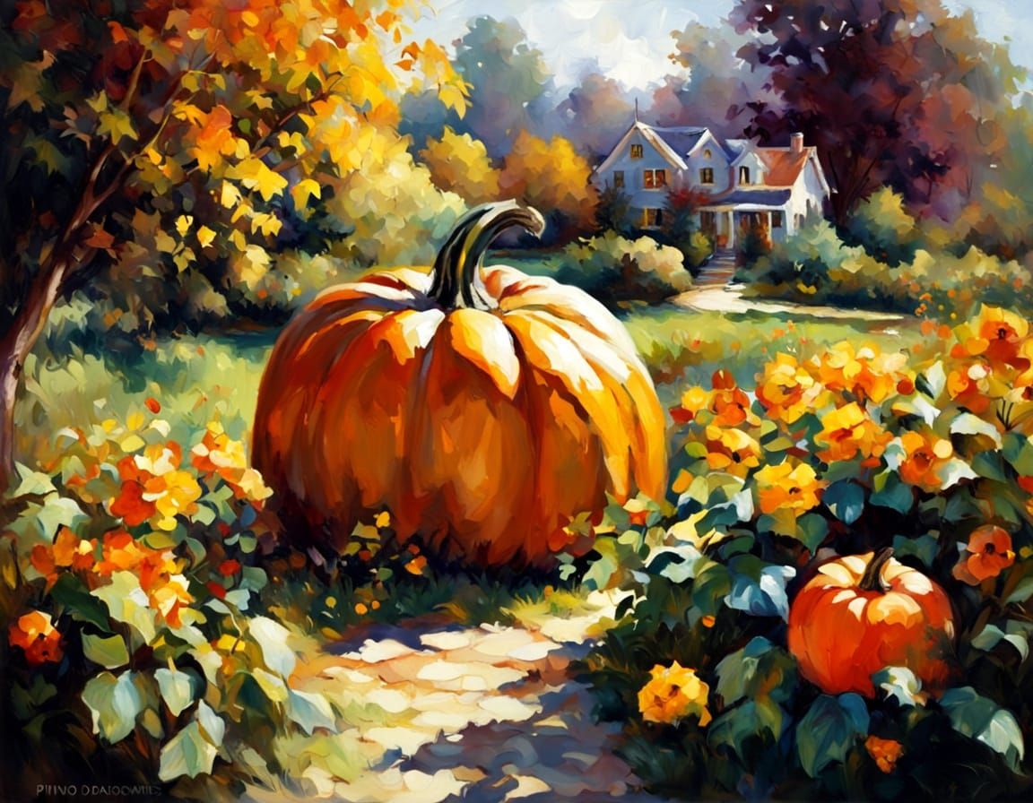 Impressionist Autumn Garden Painting