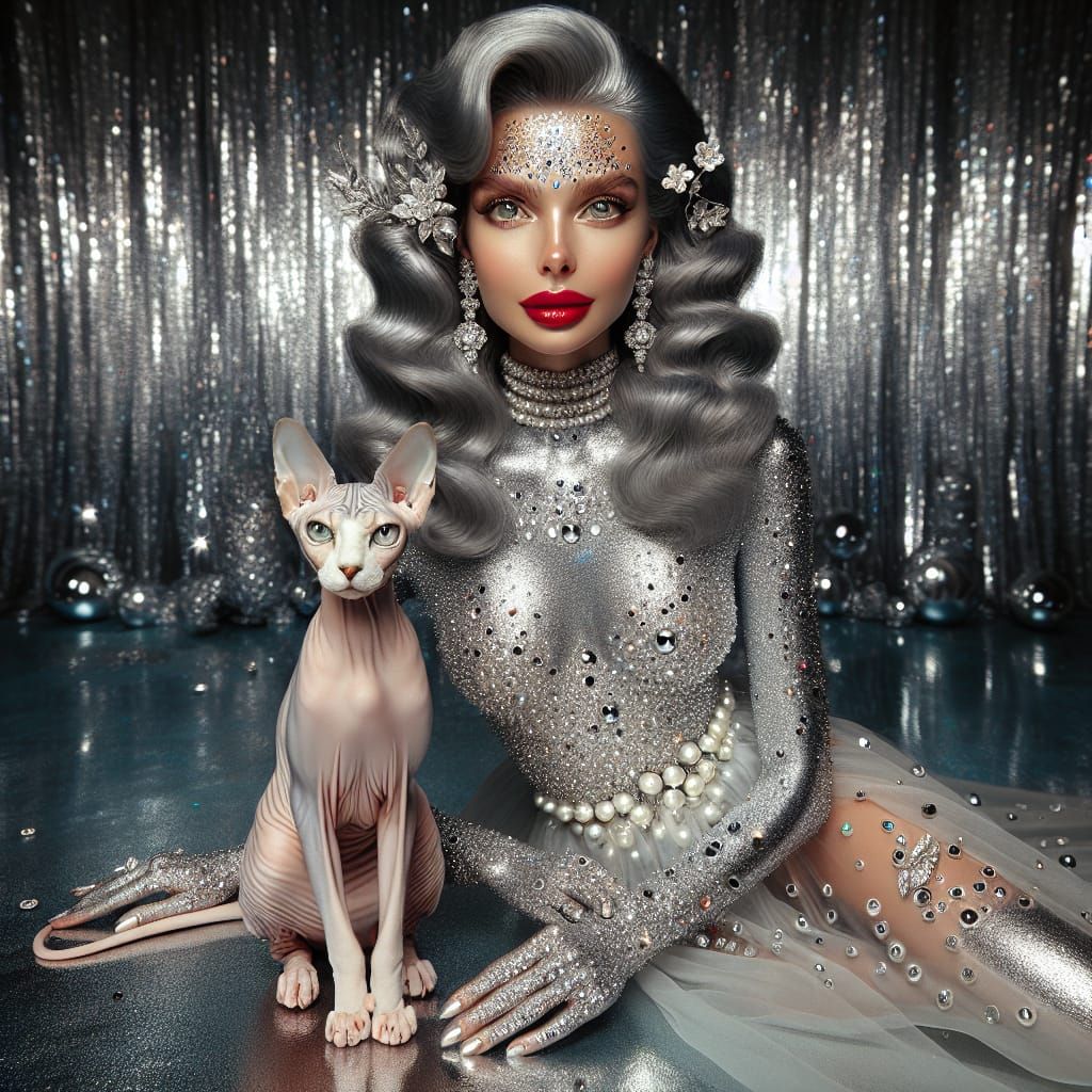 Flawless Goddess in Metallic Light Art Performance