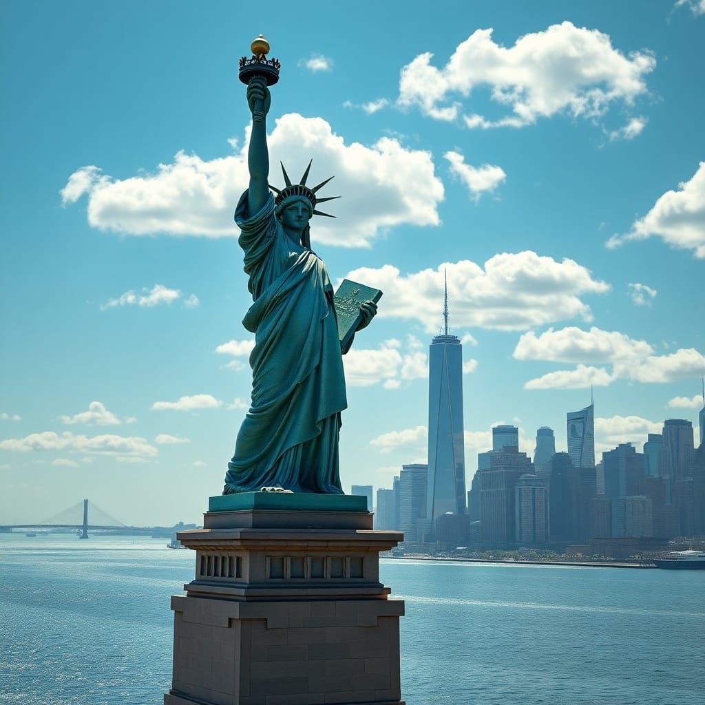 Xenomorph Statue of Liberty in NYC Harbor 8K