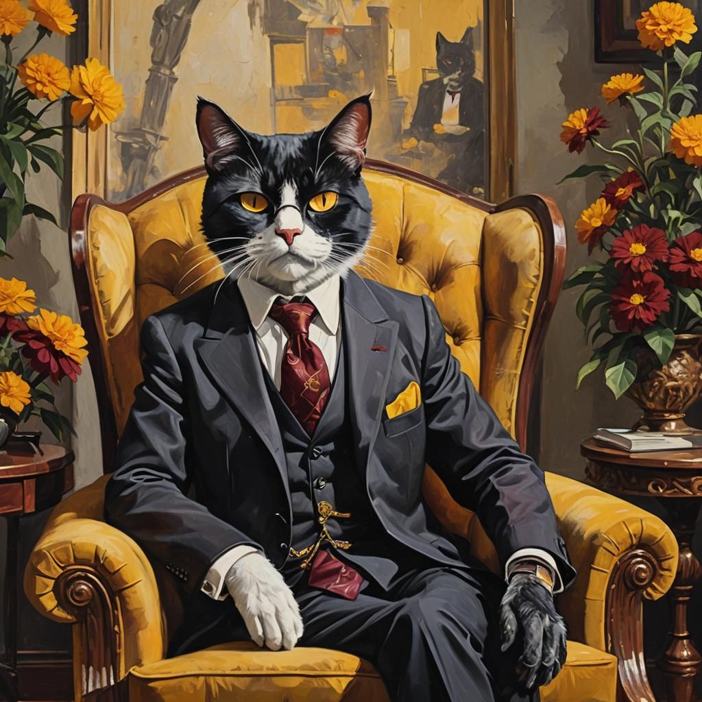 Mordecai Heller: 1920s Cat Gangster in Fauvist Style
