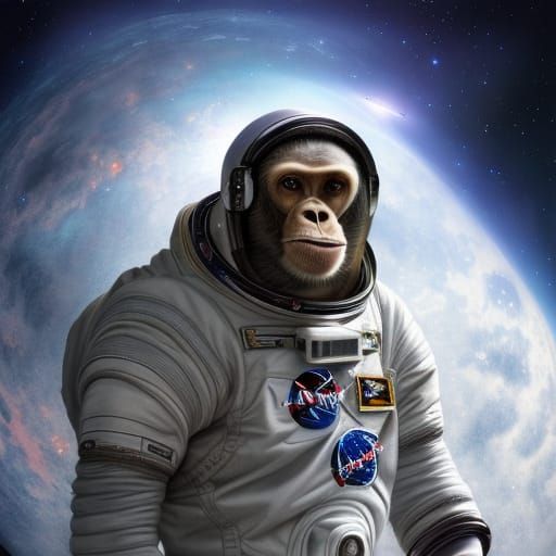 Astronaut Ape Portrait in Hyperdetailed Matte Painting