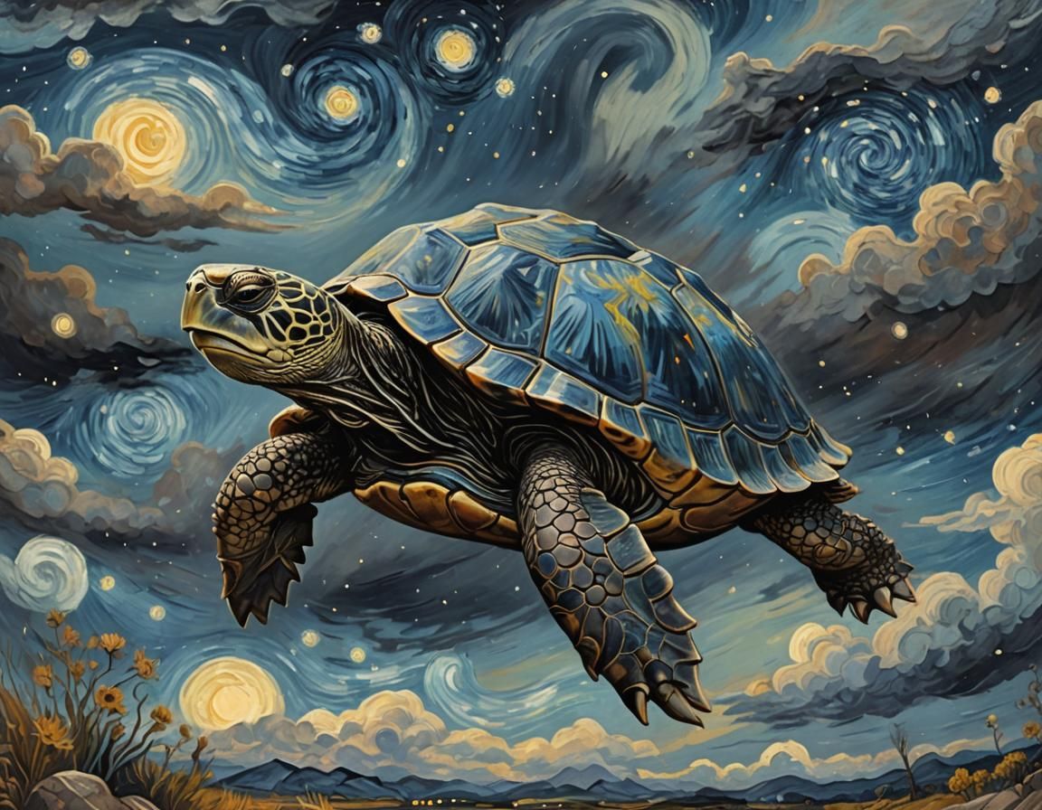 Turtle Shell 'Starry Night' Digital Matte Painting