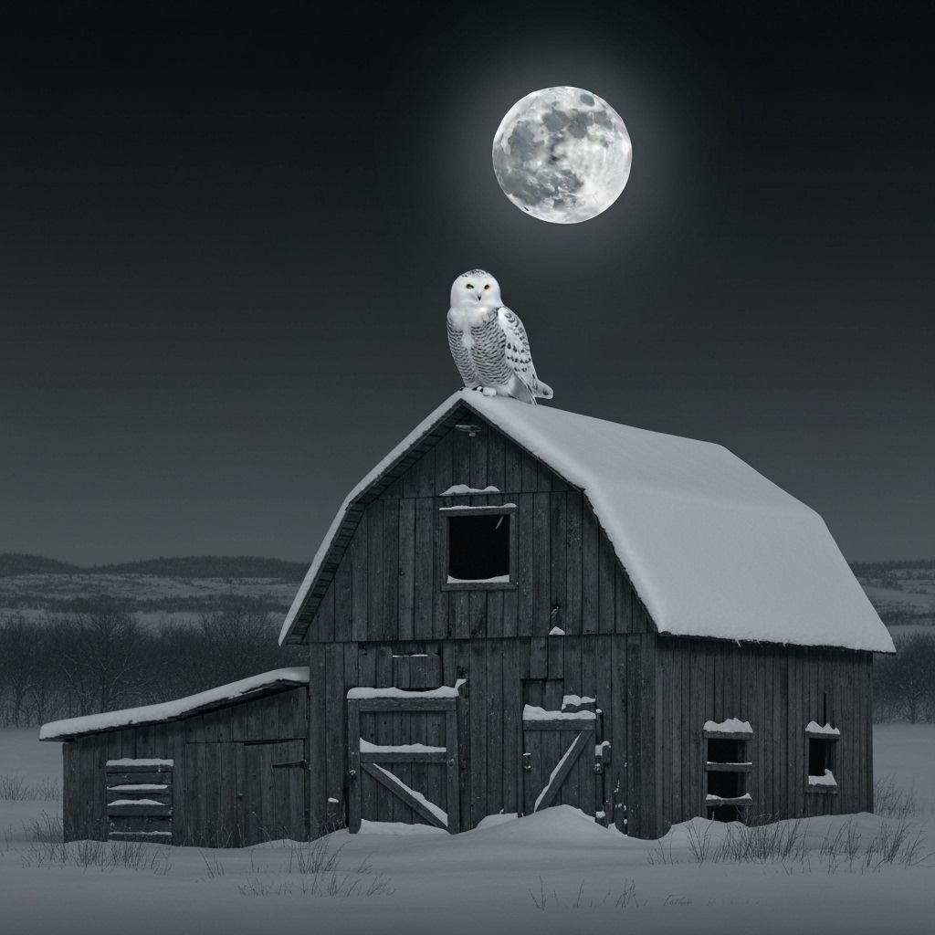 Snow Owl in Winter Landscape: Photorealistic Digital Art